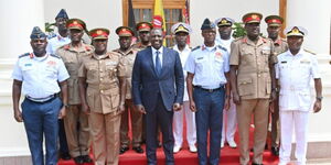 President William Ruto and KDF bosses at State House Nairobi in February 2023.
