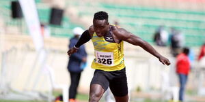Ferdinand Omanyala competes in 100m heat during the second leg of Athletics Kenya (AK) Relay