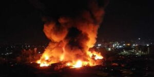Fire razes down Gikomba Market on Monday, November 8, 2021.