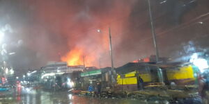 Fire razes down a section of Gikomba Market on Sunday, November 28, 2021.
