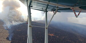 Fire razing down Tsavo West National Park on August 9, 2020.