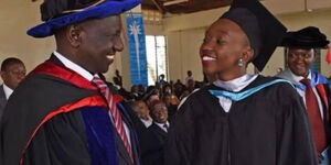 First Daughter Charlene Ruto with President William Ruto during Charlene's graduation. 