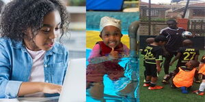 A Collage of Images of Kids engaging in different activities 