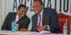 Former Agriculture CS Mwangi Kiunjuri (left) and President Uhuru Kenyatta.