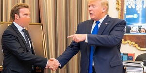 Former British SAS officer Christian Craighead greet US President Donald Trump