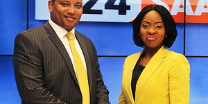 Former K24 TV anchors Franklin Wambugu (left) and Isabella Kituri.