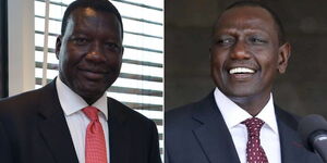 Former Petroleum CS Davis Chirchir (left) and President William Ruto