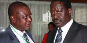 Former Prime Minister Raila Odinga (right) and his brother Oburu Odinga.