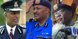 From left: A collage of former police bosses Hussein Ali, Hillary Mutyambai and David Kiamaiyo