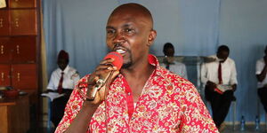 Undated image of Kisumu Central MP Fred Ouda addressing a congregation in Kisumu.