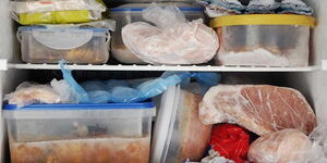 Frozen food stored in a fridge