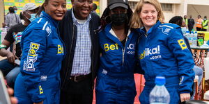 From left Linet Ayuko, Patrick Njiru, Maxine Wahome and Chantal Young pose for a photo at Nyayo Stadium on June 4,2021