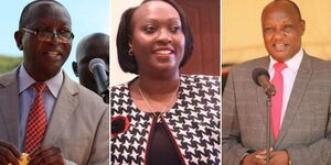 From left, Deputy Governors Moses Mulomi (Busia) Anne Kananu (Nairobi Appointee) and Nyamu Kagwima (Tharaka Nithi)