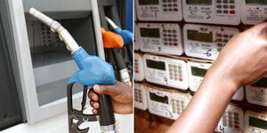 Photo collage between a fuel pump and electricity tokens meter.