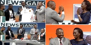 A photo collage of Citizen TV journalists celebrating Francoiss Gachuri after serving at the station for 15 years on March 2, 2023.