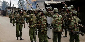 General Service Unit officers foil a riot in Kisumu in 2017.