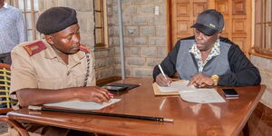 Deputy President Rigathi Gachagua registered as an individual farmer by Assistant Chief David Mwangi at his Farm in Wamunyoro Village, Mathira West Subcounty on January 9, 2023