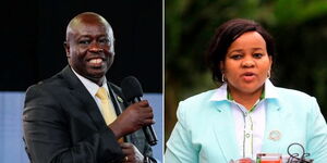 A collage image of Deputy President Rigathi Gachagua (left) and former IEBC vice chairperson Juliana Chererea (right).
