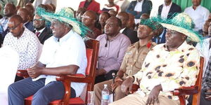 President William Ruto and Deputy President Rigathi Gachagua attending the launch of Affordable Housing projects in HomaBay County on January 13, 2023.