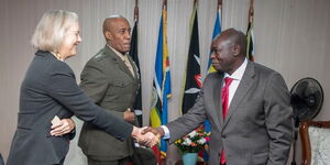 Deputy President Rigathi Gachagua, General Michael Langley and Ambassador Meg Whitman in Nairobi on November 23, 2022.