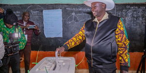 Mathira Member of Parliament Rigaathi Gachagua casting his vote in Nyeri county on August 9, 2022.