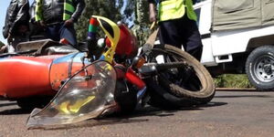 Motorbike involved in an accident on a highway