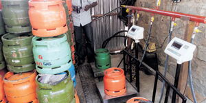 File image of a gas cylinder filling station in Kenya