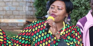 Githunguri Member of Parliament-elect, Gathoni Wamuchomba speaks to Kiambu residents on June 30, 2022. 