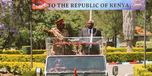 General (Rtd) Daudi Tonje (right) at a past function.