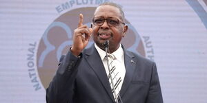 Principal Secretary for Labour and Skills Development Geoffrey Kaituko during a meeting with stakeholders at Utalii Hotel, Nairobi on February 7, 2023.