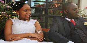 George Lewis Kariuki (right) and his wife Rachel Wanjugu Irungu during their wedding on Tuesday, April 7, 2020.