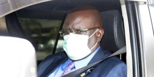 The late professor, George Magoha is pictured inside a vehicle in May 2020. 