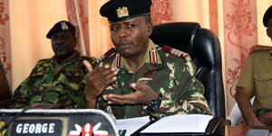 Rift Valley Regional Commissioner George Natembeya addresses the press in his office on July 16, 2018.