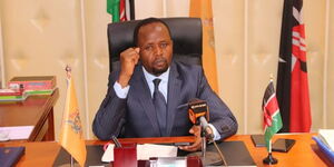 Trans Nzoia governor George Natembeya in his office on August 31, 2022.