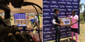 Some of the goods delivered by Sportpesa in Murang'a during the Dimba Itambe na SportPesa 