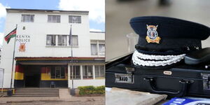 A collage of Central Police Station Nairobi and police paraphernalia.