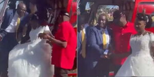 Baringo Senator Gideon Moi gifts a chopper ride to a couple in Iten during their wedding on Saturday, November 27, 2021.