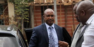 Former Imenti Central MP Gideon Mwiti arrives at Kenyatta National Hospital on March 24, 2015, to give DNA samples after being accused of rape