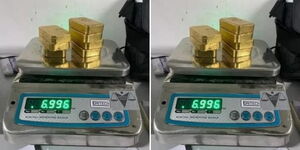 A photo collage of gold bars that were being smuggled through Indira Gandhi International Airport on March 6, 2023.