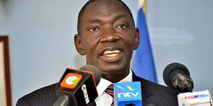 Government Spokesperson Cyrus Oguna addresses a press conference at his office in Nairobi on January 4, 2020