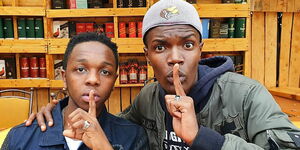 Machachari show actors Malik Lemmy (Govi) (L) and Tyler Mbaya (Baha) (R)