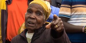 75-year-old Jane Nyambura speaking to journalists 