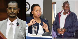 Photo collage between Commissioner Abdi Guliye, Juliana Cherera and ICT Director Michael Ouma