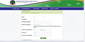 HELB portal registration interface.