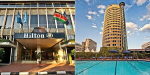 Photo collage of The Hilton Hotel in Nairobi.
