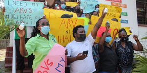 A section of Kenyans protesting scarcity of ARV drugs