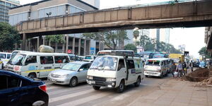 Motorists stuck on traffic along Haille Selassie Avenue in Nairobi