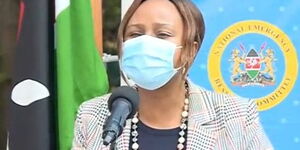 Health CAS Mercy Mwangangi addressing the media on June 22, 2020.