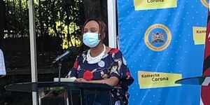 Health CAS Mercy Mwangangi addressing the media on the state of Covid-19 in Kenya. May 25, 2020.