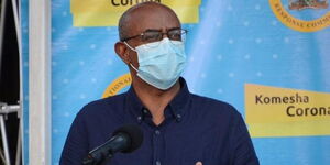 Health CAS Rashid Aman addressing the media at a press briefing.